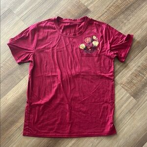 Red Graphic T-Shirt with Floral Design